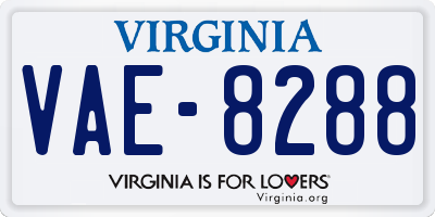 VA license plate VAE8288