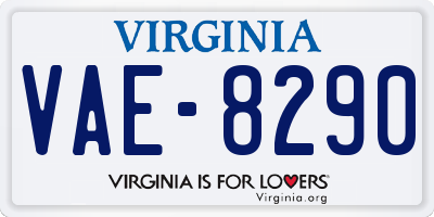 VA license plate VAE8290
