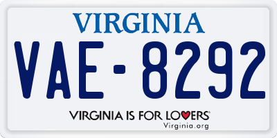 VA license plate VAE8292