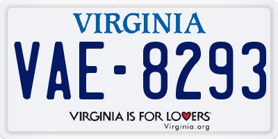 VA license plate VAE8293