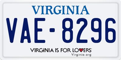 VA license plate VAE8296