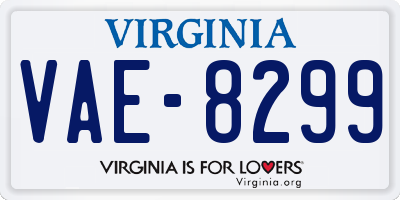 VA license plate VAE8299