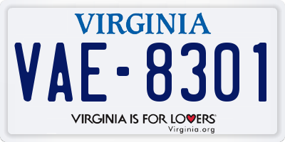 VA license plate VAE8301