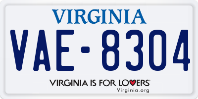 VA license plate VAE8304