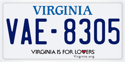 VA license plate VAE8305
