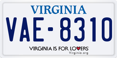 VA license plate VAE8310