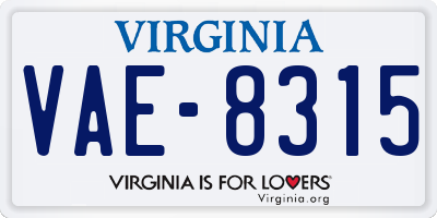 VA license plate VAE8315