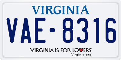 VA license plate VAE8316
