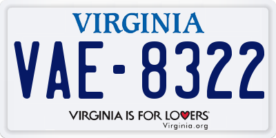VA license plate VAE8322