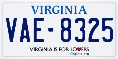 VA license plate VAE8325