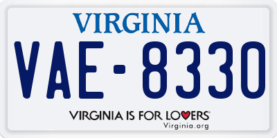 VA license plate VAE8330