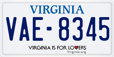 VA license plate VAE8345
