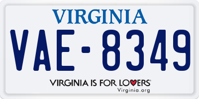 VA license plate VAE8349