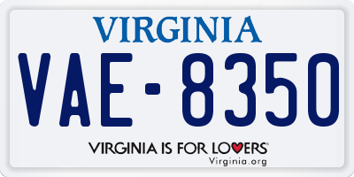 VA license plate VAE8350