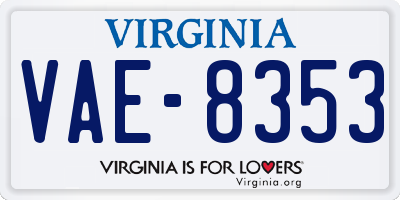 VA license plate VAE8353