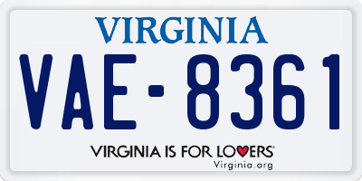 VA license plate VAE8361