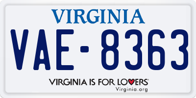 VA license plate VAE8363