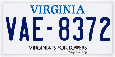 VA license plate VAE8372