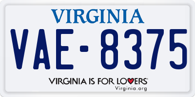 VA license plate VAE8375