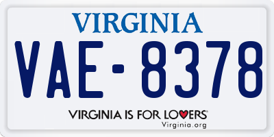 VA license plate VAE8378