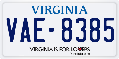 VA license plate VAE8385