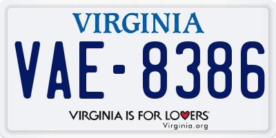 VA license plate VAE8386