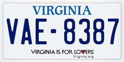 VA license plate VAE8387
