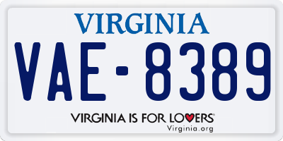 VA license plate VAE8389