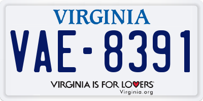 VA license plate VAE8391