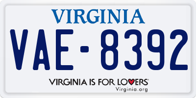 VA license plate VAE8392