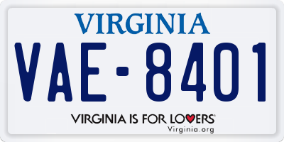 VA license plate VAE8401