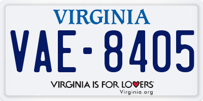 VA license plate VAE8405