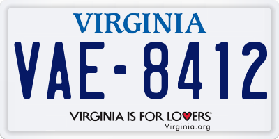 VA license plate VAE8412