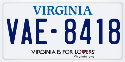 VA license plate VAE8418