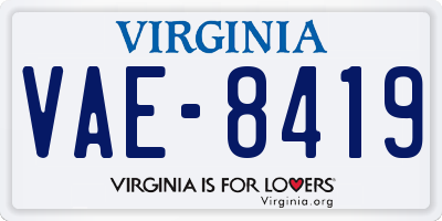 VA license plate VAE8419