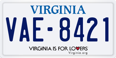 VA license plate VAE8421