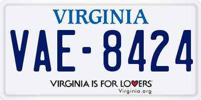 VA license plate VAE8424