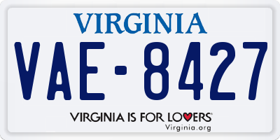 VA license plate VAE8427