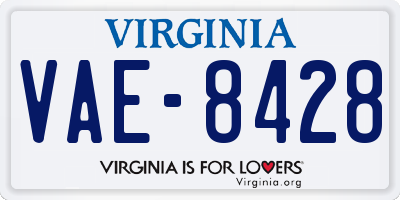 VA license plate VAE8428
