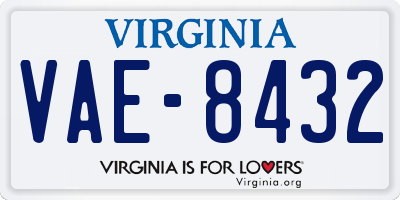 VA license plate VAE8432