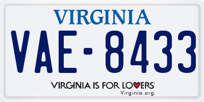 VA license plate VAE8433