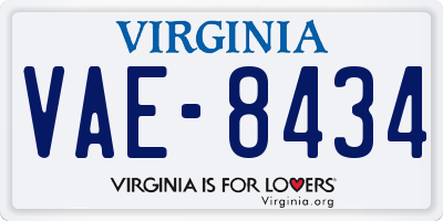 VA license plate VAE8434