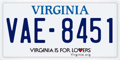 VA license plate VAE8451
