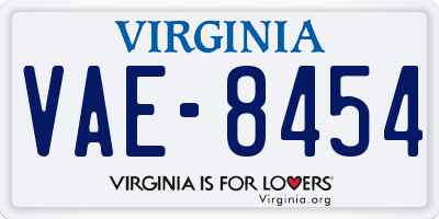 VA license plate VAE8454