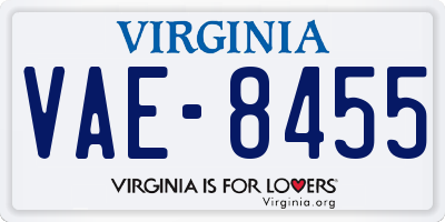 VA license plate VAE8455