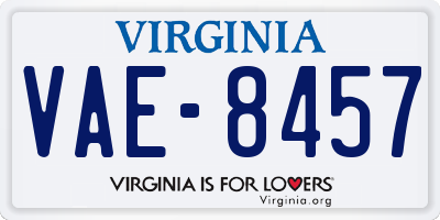 VA license plate VAE8457
