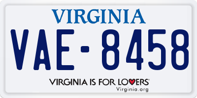 VA license plate VAE8458