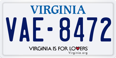 VA license plate VAE8472