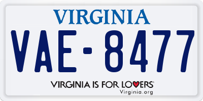 VA license plate VAE8477