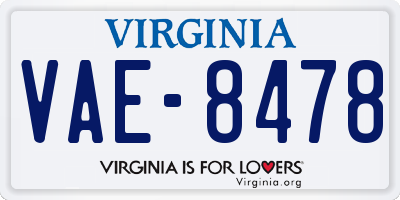 VA license plate VAE8478